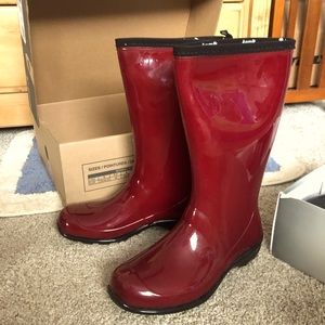 Red rain boots